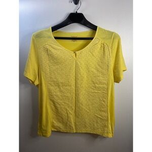 NorthCrest Yellow Textured Short Sleeve Knit Top Women's Size 2X